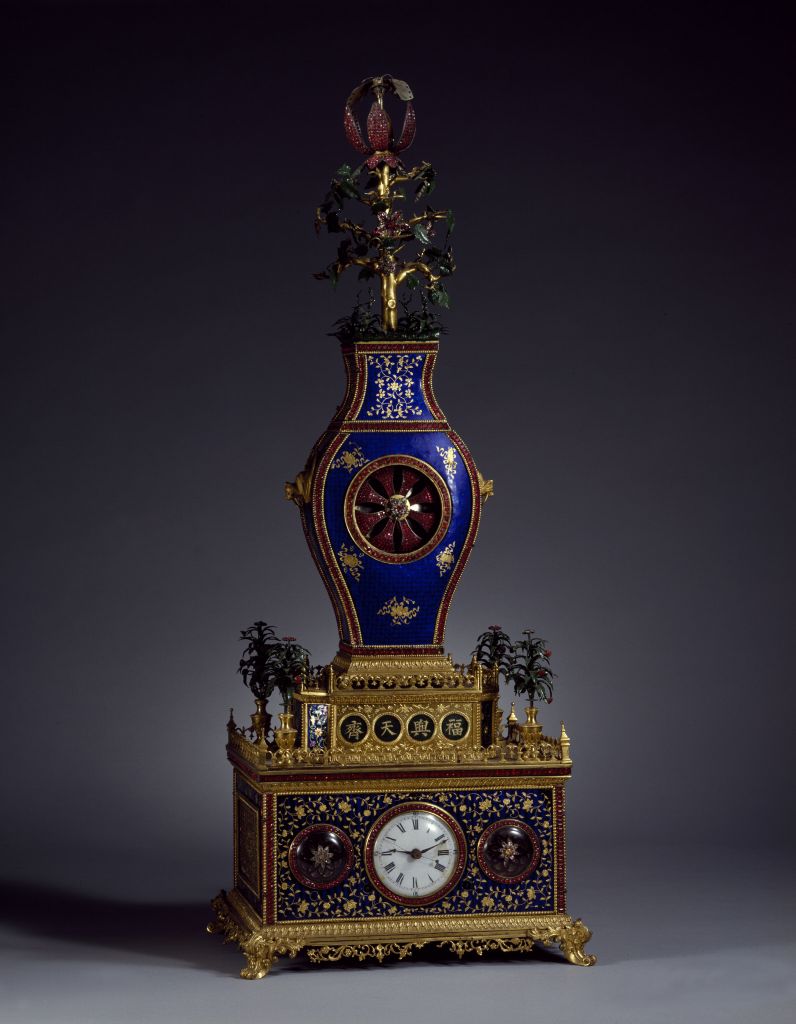 图片[1]-Copper gilded enamel vase with changing characters and flower changing flower clock-China Archive